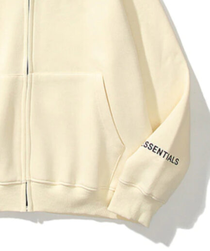 Essentials Reflective Print Zip up Cream Hoodie.jpg