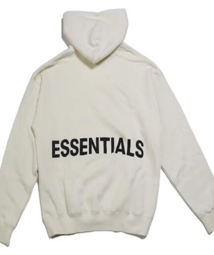 Fear of God Essentials Black printed Graphic Pullover Hoodie Cream Back side men.jpg